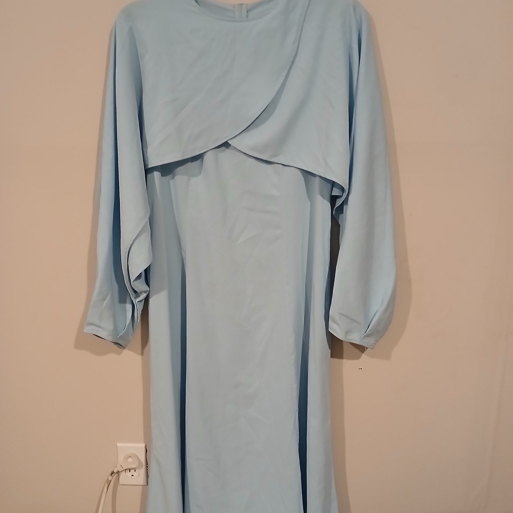 Chic Light Blue Long Sleeve Dress